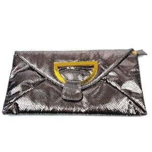 Big Buddha metallic fabric clutch bag